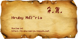 Hruby Mária névjegykártya